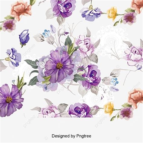Purple Acuarela Flores Vector Material Pintado A Mano Pauta Creativa
