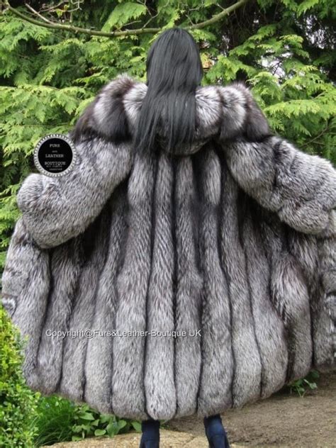 New Royal Saga Silver Fox Fur Long Swing Coat And Massive Hood