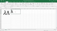 How to insert lambda symbol in Excel - YouTube