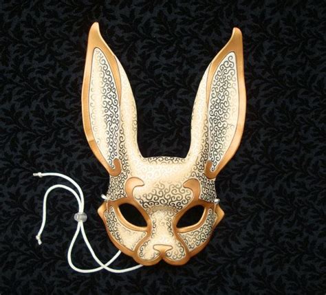 White And Gold Venetian Rabbit Mask Leather Mask Rabbit Etsy