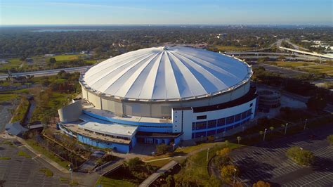 Aerial Drone Video Tropicana Field Sports Stadium St Petersburg Fl