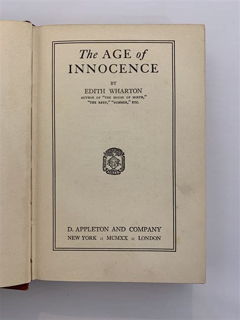 The Age Of Innocence First Issue By Edith Wharton First Edition 1920 From John Atkinson