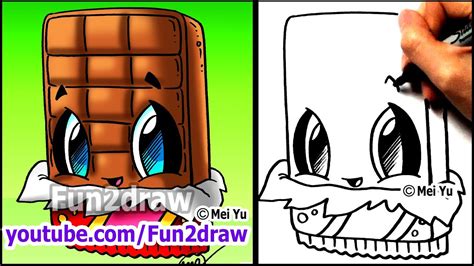 how to draw cute cartoons chocolate bar fun2draw kawaii food online art courses youtube