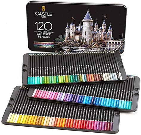 Castle Art Supplies 120 Colored Pencil Set For Artists Featuring Soft