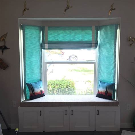 Roman Shades In This Bay Window Add The Perfect Splash Of Color To The