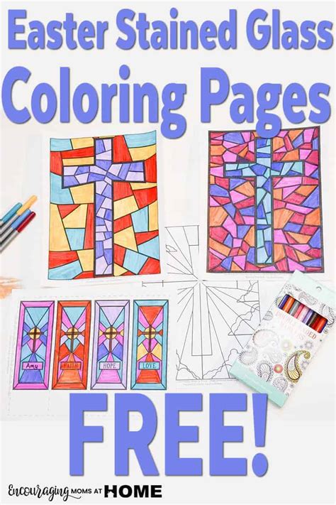 Free printable stained glass window coloring pages coloring home. Free Stained Glass Coloring Pages and Bookmarks for Easter