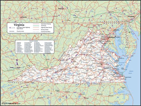 Virginia County Wall Map