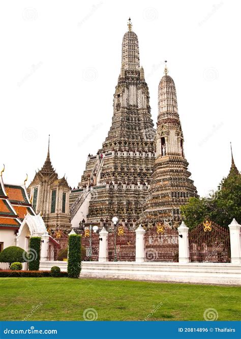 White Isolated Of Pagoda Wat Arun Bangkok Royalty Free Stock Image