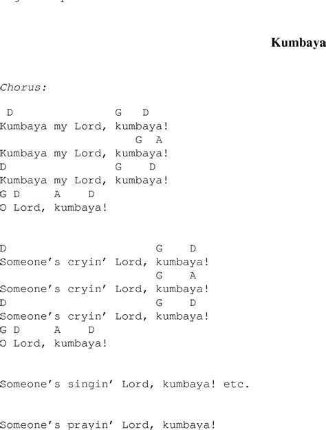 Kumbaya Christian Gospel Song Lyrics And Chords