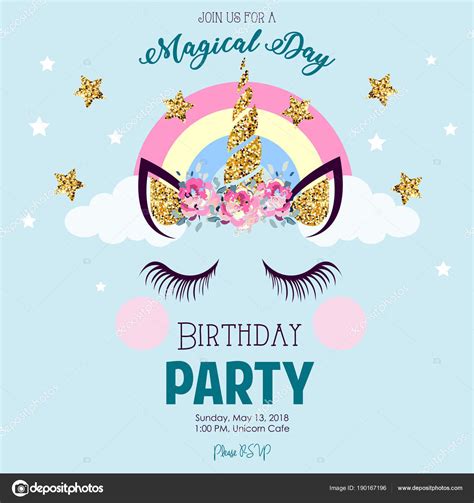 Birthday Party Invitation Unicorn — Stock Vector © Elenabaryshkina