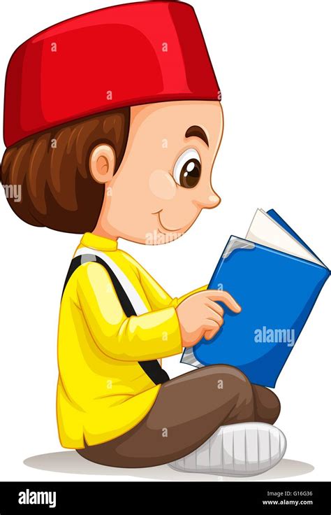 Little Boy Reading A Book Illustration Stock Vector Image And Art Alamy