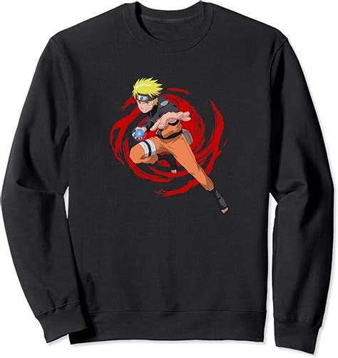 Naruto Shippuden Naruto On Red Swirl Sweatshirt Uk Clothing