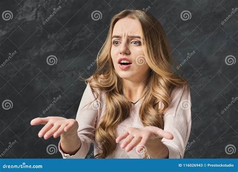 Disappointed Girl With Arms In Full Disbelief Stock Image Image Of