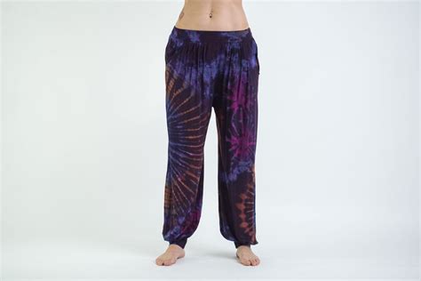 Tie Dye Cotton Women Harem Pants In Purple Tie Dye Harem Pants Pajama