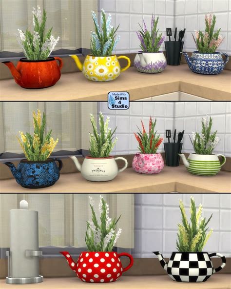 Teapot Planter With Herbs By Om Sims 4 Studio Sims 4 Sims 4 Studio