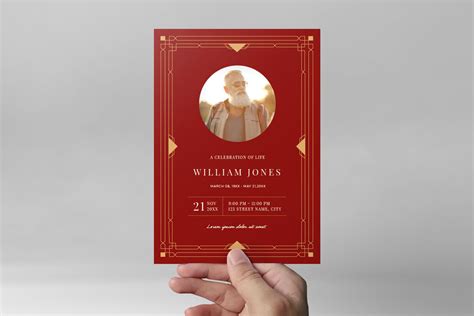 Red And Gold Funeral Program Template Psd Ai Vector Brandpacks