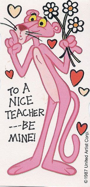 Pink Panther Valentines Day Card 1987 Pink Panther Cartoon Pink Panter Pink Panthers