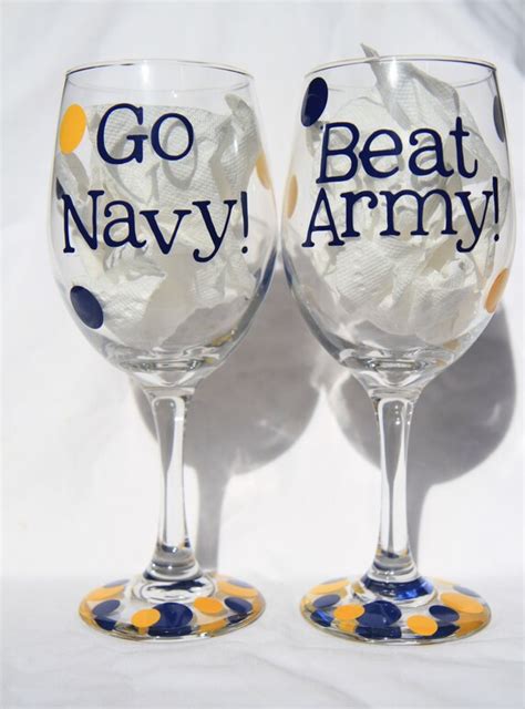 Items Similar To 2 Navy Wine Glasses Perfect For Navy Fans Cadets Tailgating Proud Alumni