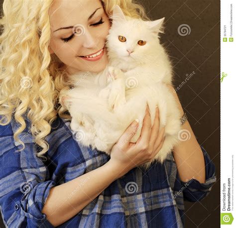 Girl Holding Cat Stock Image Image 35794721