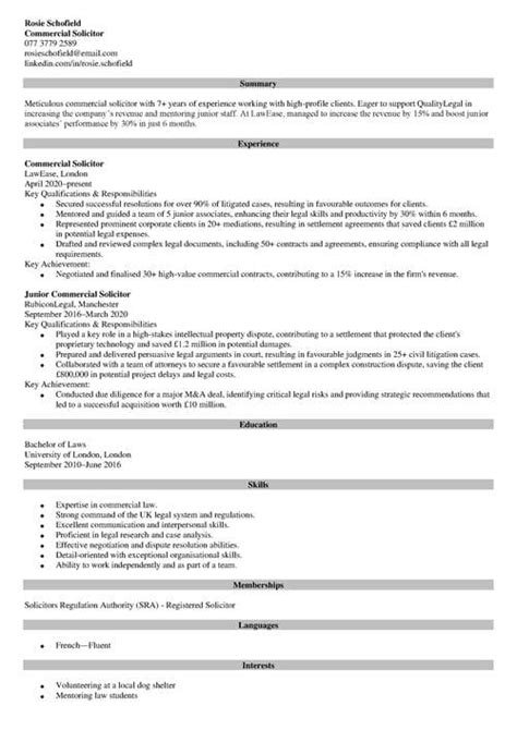 How To Write A Legal Cv Example Law Cv Template