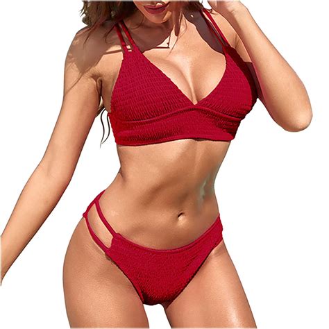 Bigersell Bathing Suits For Women 2 Piece Bikini Women Large Split Swimsuit Fashion Slim Bikini