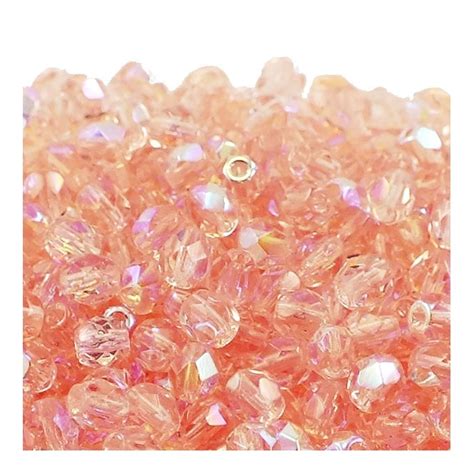 Mm Czech Faceted Round Glass Bead Rosaline Ab The Bead Shop
