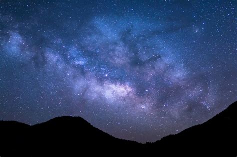 Wallpaper Mountains Night Sky Stars Milky Way Atmosphere Spiral