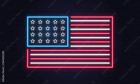 Usa Flag United States Of America Flag Neon Sign Usa Logo Emblem