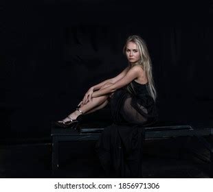 Portrait Beautiful Nude Woman Bending Over Stock Photo