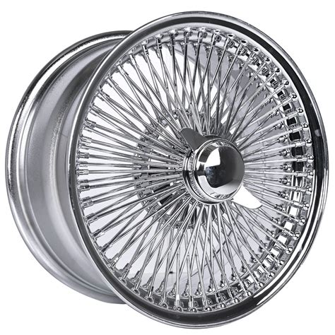 13x7 Wire Wheels Reverse 100 Spoke Straight Lace Chrome With Gold