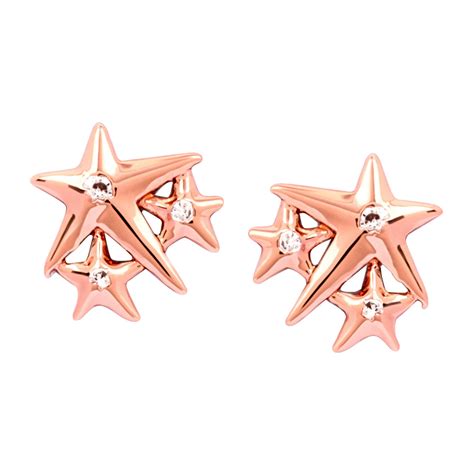 Chrysalis Charmed 14K Rose Gold Flashed Brass Lucky Star Stud Earrings