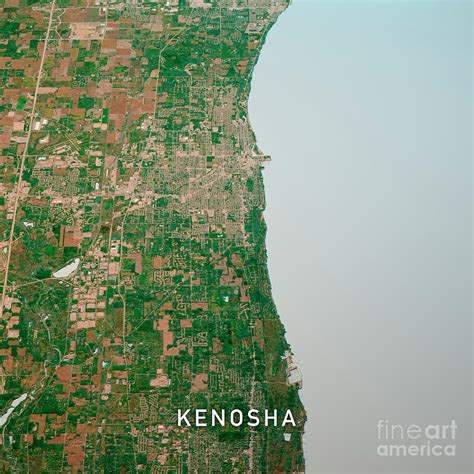 Kenosha Wisconsin 3d Render Map Color Top View Oct 2019 Digital Art By