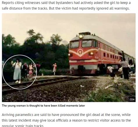 自撮りに夢中で列車にはねられた少女 その寸前の衝撃写真が流出（中国） 2016年4月12日 エキサイトニュース