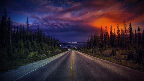 Road Landscape Sunset Wallpaper Photos