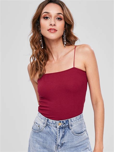 Skinny Ribbed Cropped Cami Top Cami Crop Top Cami Tops Cropped Cami