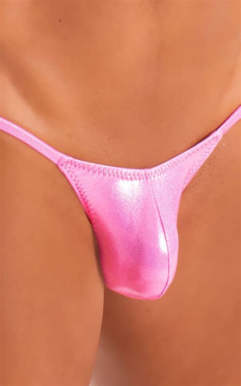 Mens Micro Pouch Scrunchie Back Swimsuit In Mystique Bubble Gum Pink