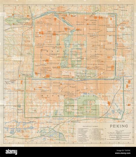 Peking Beijing Antique Town City Plan China 1924 Old Map Chart