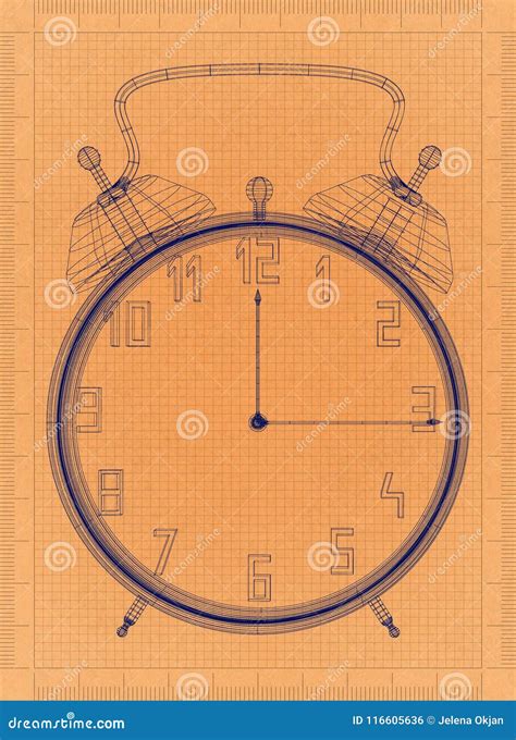 Classic Clock Retro Blueprint Stock Illustration Illustration Of
