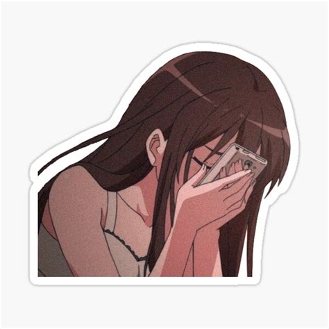 Sad Crying Anime Girl 90s Anime Aesthetic Sticker For Sale By Carmennho Redbubble