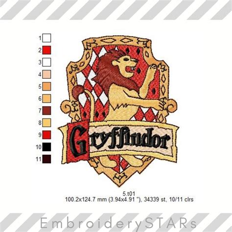 Crest Of Gryffindor Harry Potter Machine Embroidery Etsy