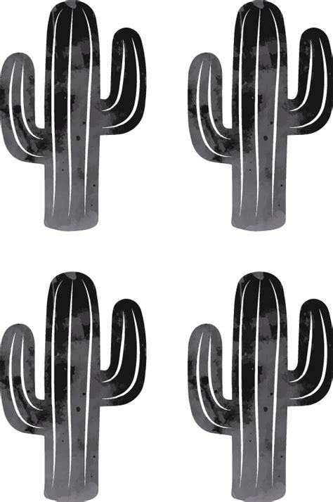 Black And White Cactus Stickers Tenstickers