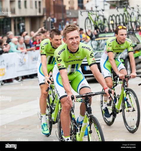 Riders From Team Cannondale In The Millennium Square Leeds As Part Of