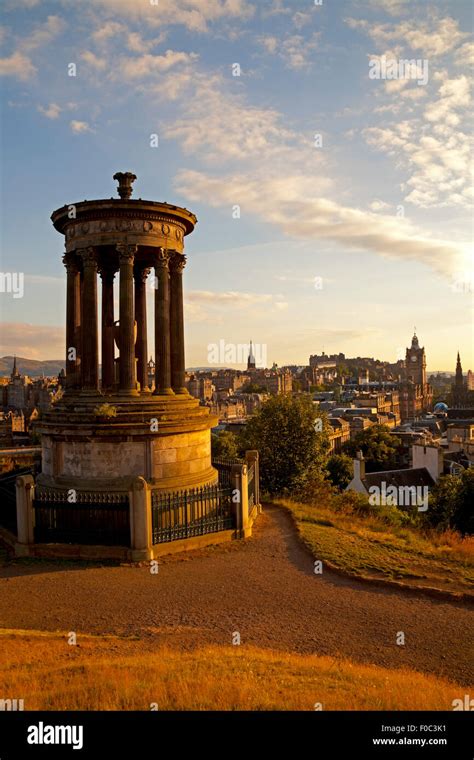 Dugald Stewart Monument Calton Hill Edinburgh Scotland Uk Stock Photo