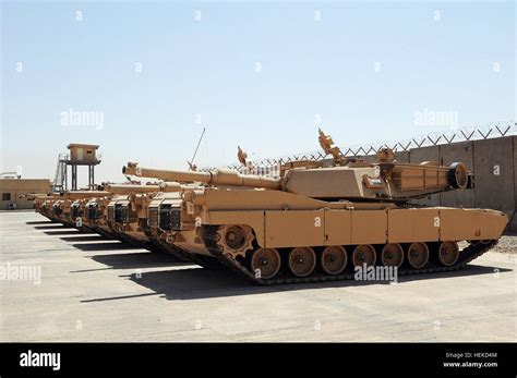 M1a1 Abrams Tanks Sit Parked At A Secured Compound At The Besmaya