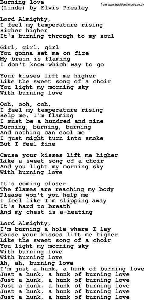 Bruce Springsteen Song Burning Love Lyrics