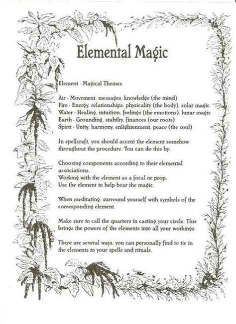 Elemental Magic Elemental Magic Book Of Shadows Witchcraft Spells