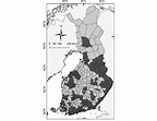 Map of Finnish municipalities. The survey was sent to municipalities ...