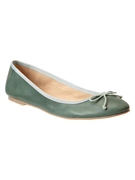 Gap Classic Leather Ballet Flats In Green District Green