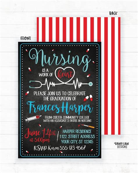 Nurse Graduation Invitation Nursing Is A Work Of Heart Nurse Etsy