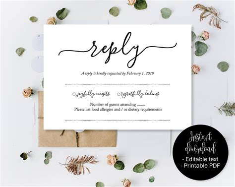 Wedding Rsvp Cards Wedding Reply Attendance Acceptance Cards Etsy